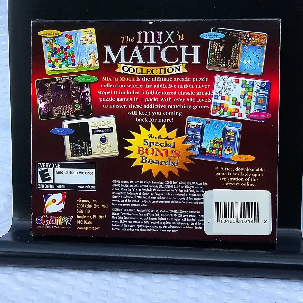 PC CD ROM Windows game Mix N Match collection arcade and puzzle games dated 2006